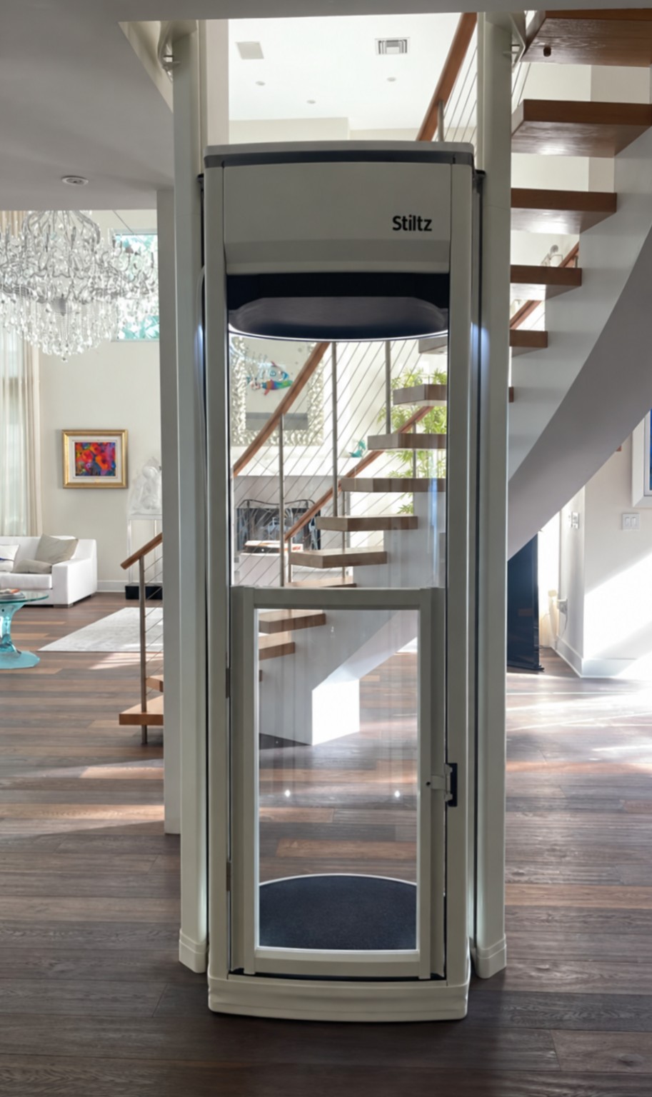 Duo Alta centered beneath an open staircase